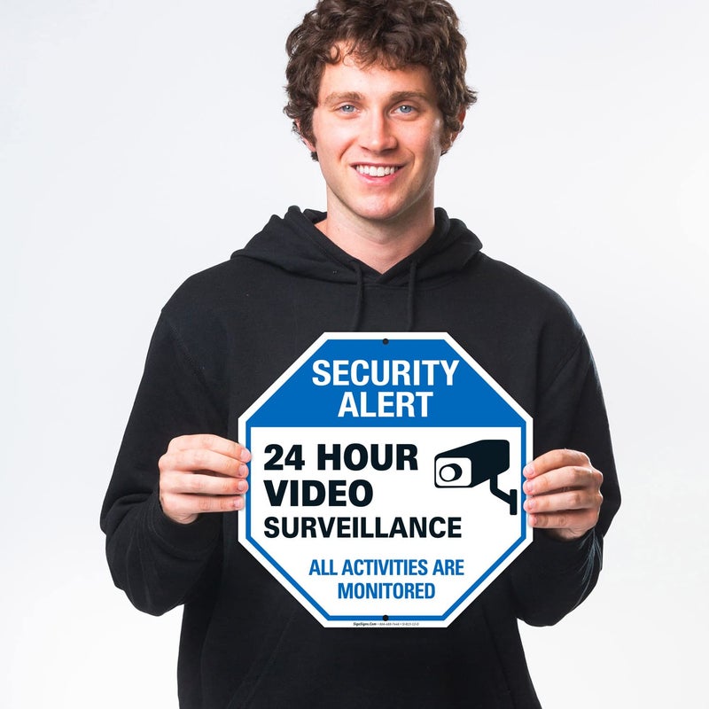 Sigo Signs علامة مراقبة الفيديو، تنبيه أمان CCTV، 12x12 بوصة، ألمنيوم مقاوم للصدأ .040، مقاوم للتلاشي، صنع في الولايات المتحدة - Image 2